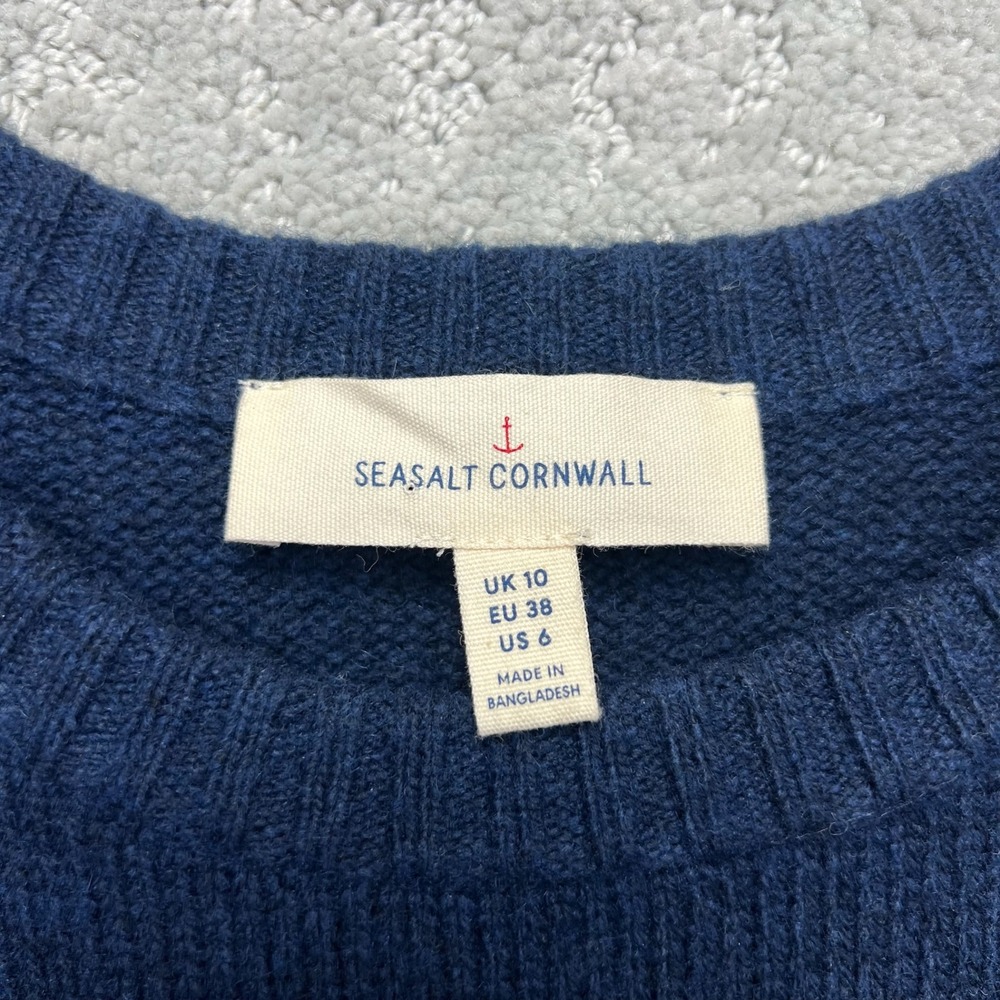 Seasalt Cornwall Coupling Vest Womens US 6 Navy Blue Wool Blend Crewneck Sweater - Picture 5 of 13